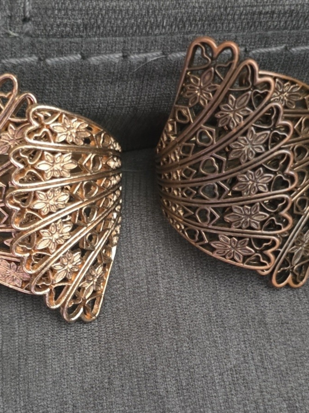 Filigree Floral Cuff Bracelet in Antique Copper Tone